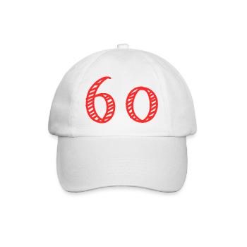 60. 60 YEARS. 60th ANNIVERSARY. 60TH BIRTHDAY. - Baseball Cap - white/white - Front