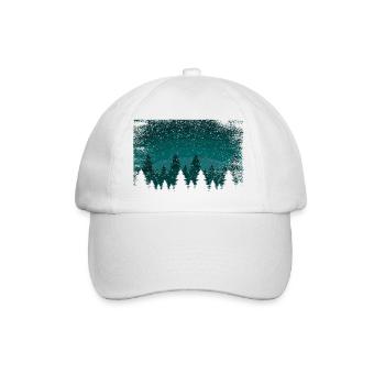 Snowfall fir trees | snowland with transparent area - Baseball Cap - white/white - Front