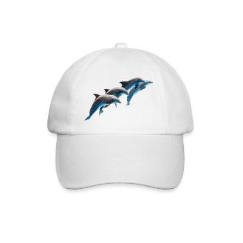 Dolphins Group Jumping, Natural - Baseball Cap - white/white - Front