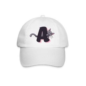 Katze Buchstabe A - Baseballkappe - Weiß/Weiß - Vorne