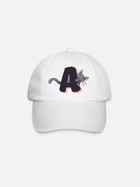 Katze Buchstabe A - Baseballkappe - Weiß/Weiß