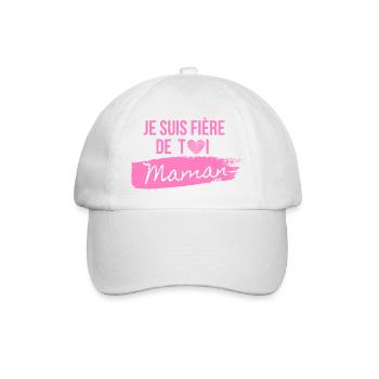 Rosa Herz Mama Pride T-Shirt - Baseballkappe - Weiß/Weiß - Vorne