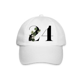 Numéro 24 floral vert -24e anniversaire floral - Casquette classique - blanc/blanc - Devant