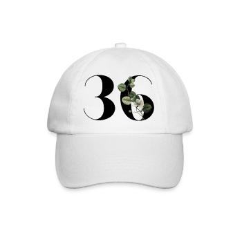 Nummer 36 Blumengrün - 36. Blumengeburtstag - Baseballkappe - Weiß/Weiß - Vorne