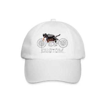 Motorcycle Custom Biker Drawing Moto Symbol Logo - Baseball Cap - white/white - Front