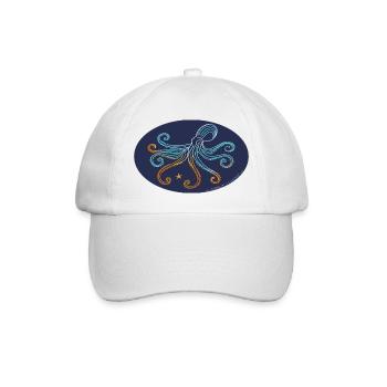 Stylized Mediterranean Octopus Illustration - Baseball Cap - white/white - Front