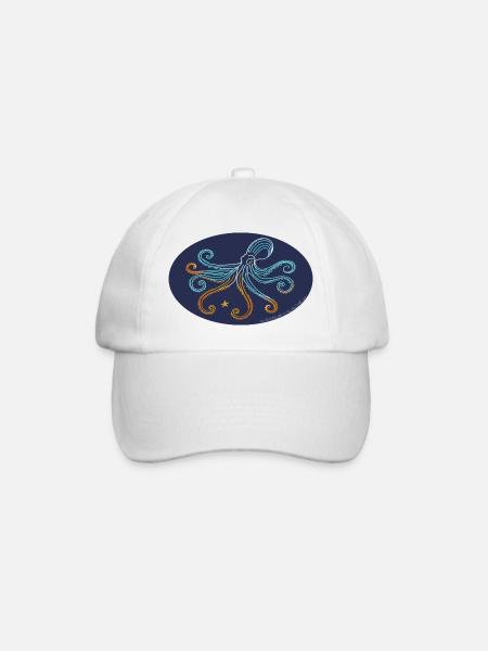 Illustration Stylisée de Poulpe Méditerranéen - Casquette classique - blanc/blanc