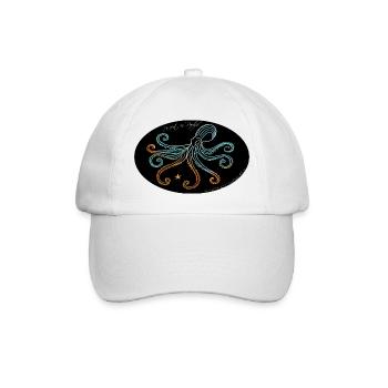 Stylized Wind Octopus Illustration - Baseball Cap - white/white - Front
