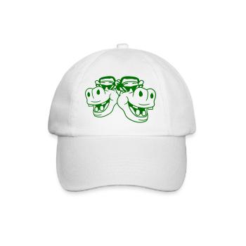 2 Green Hippos Faces Party Club Music Team - Baseball Cap - white/white - Front