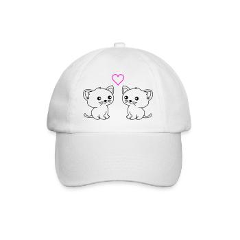 süße katzen love - Baseballkappe - Weiß/Weiß - Vorne
