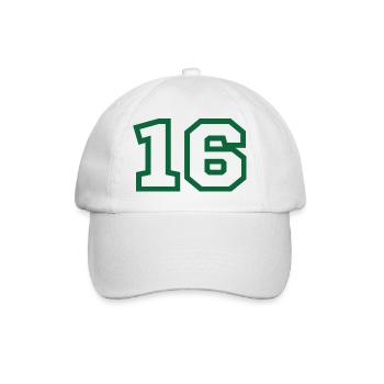 Nummer 16 grüner Sport - Baseballkappe - Weiß/Weiß - Vorne