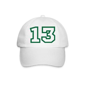 Nummer 13 grüner Sport - Baseballkappe - Weiß/Weiß - Vorne