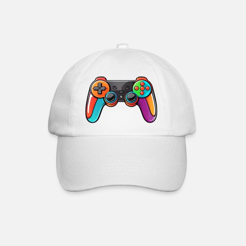 Gamepad Controller Colors Colorful - Baseball Cap - white/white