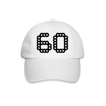 60. 60 YEARS. 60th ANNIVERSARY. 60TH BIRTHDAY. - Baseball Cap - white/white - Front