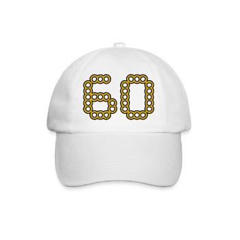 60. 60 YEARS. 60th ANNIVERSARY. 60TH BIRTHDAY. - Baseball Cap - white/white - Front