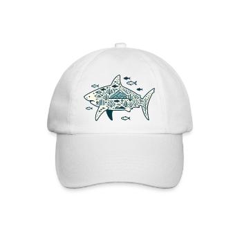 Haifisch - Baseballkappe - Weiß/Weiß - Vorne