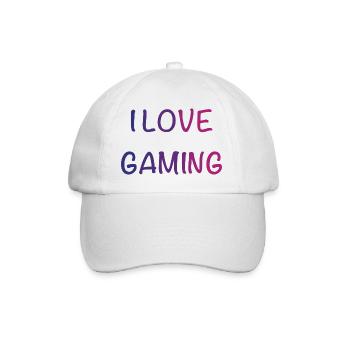 I Love Gaming Gradient Font - Baseball Cap - white/white - Front