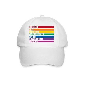 LGBTQIA+ rainbow flag lesbian gay bi - Baseball Cap - white/white - Front