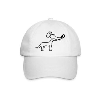 Dog Stands Cute Little Happy Puppy Pet - Baseball Cap - white/white - Front