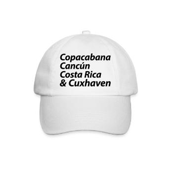 Copacabana Cancun Costa Rica und Cuxhaven - Baseballkappe - Weiß/Weiß - Vorne