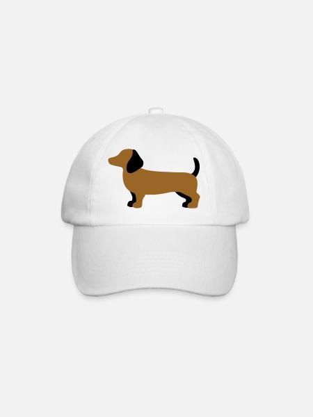 Dackel Silhouette – Minimalistisches Hundedesign - Baseballkappe - Weiß/Weiß