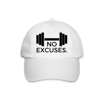 No Excuses - Design mit Hantel - Baseballkappe - Weiß/Weiß - Vorne