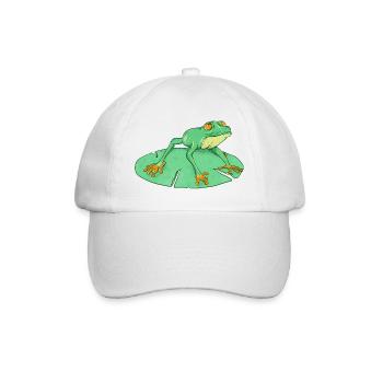 Mignonne grenouille verte sur un nénuphar - Casquette classique - blanc/blanc - Devant