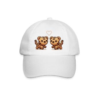 holz tiger paar love - Baseballkappe - Weiß/Weiß - Vorne