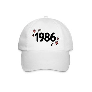 1986 Classic Vintage Retro Cute 80s - Baseball Cap - white/white - Front