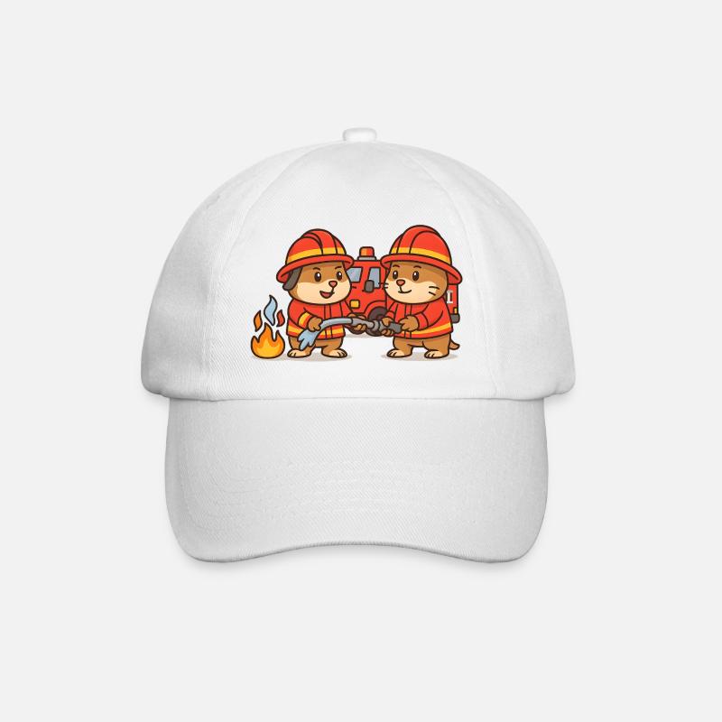 Firefighter hamsters - Baseball Cap - white/white