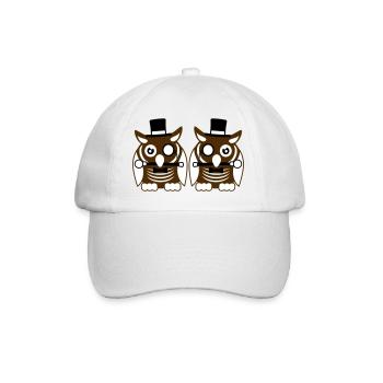 2 hiboux chapeau haut de forme monocle verres riches messieurs - Casquette classique - blanc/blanc - Devant