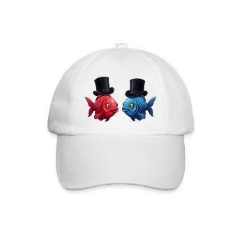 Élégantes paires de poissons avec des chapeaux haut de forme - Casquette classique - blanc/blanc - Devant