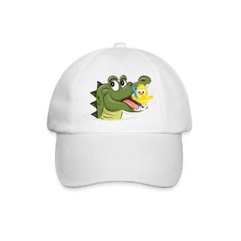 Crocodile and bird brushing their teeth – funny animals - Baseball Cap - white/white - Front