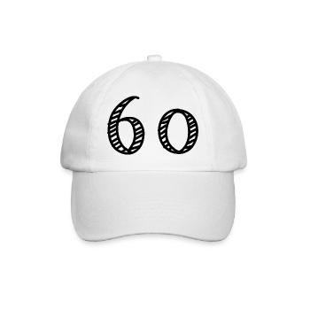 60. 60 JAHRE. 60-JÄHRIGES JUBILÄUM. 60. GEBURTSTAG. - Baseballkappe - Weiß/Weiß - Vorne