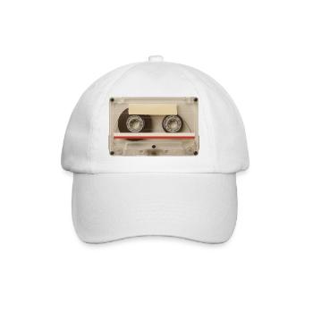 Transparente Kassette – Retro Mixtape - Baseballkappe - Weiß/Weiß - Vorne