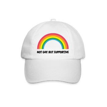 Not Gay But Supportive – Retro Regenbogen - Baseballkappe - Weiß/Weiß - Vorne