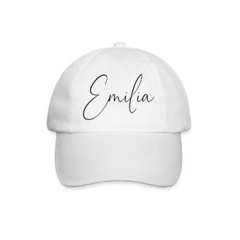 Emilia / Conception d’écriture manuscrite personnalisée - Casquette classique - blanc/blanc - Devant
