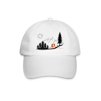 Trailrunner Geschenk Läufer Berge T-Shirt Hoodie - Baseballkappe - Weiß/Weiß - Vorne