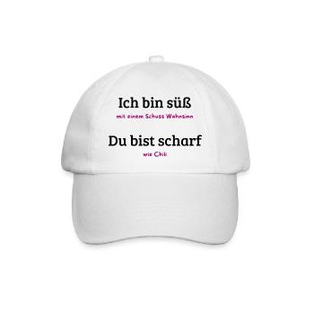 Chili Wahnsinn Motiv - Baseballkappe - Weiß/Weiß - Vorne