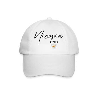 Elegantes Design Nikosia, ich liebe Nikosia - Baseballkappe - Weiß/Weiß - Vorne
