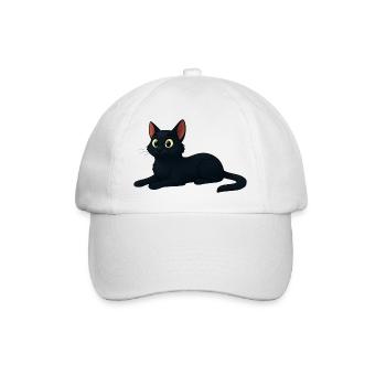 Stylish cartoon black cat - Baseball Cap - white/white - Front