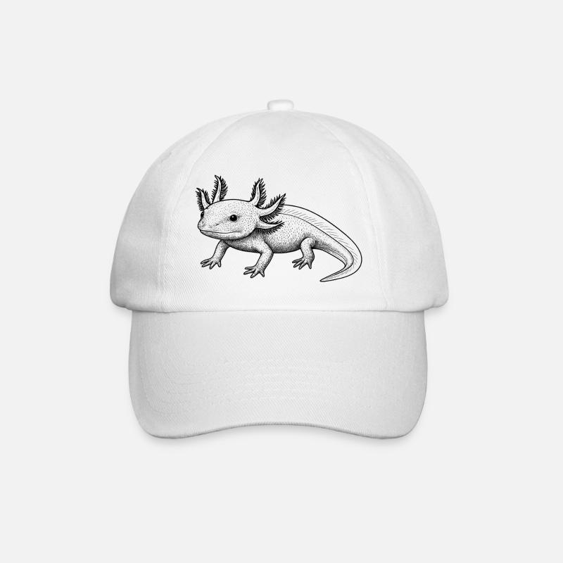 Axolotl Line Style – Black - Baseball Cap - white/white
