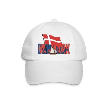Danmark Flag and Sailboat - Baseball Cap - white/white - Front