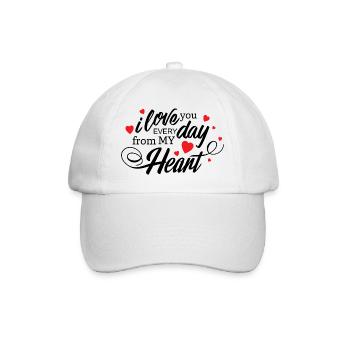 Ich liebe dich jeden Tag, mein Herz, ewige Liebe - Baseballkappe - Weiß/Weiß - Vorne