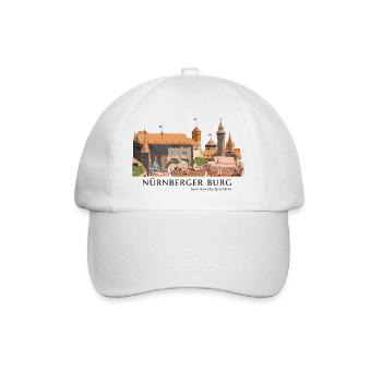 Nürnberger Burg Illustration Handzeichnung - Baseballkappe - Weiß/Weiß - Vorne