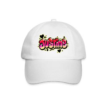 Justine Graffiti prénom Imprimable bulles coeurs - Casquette classique - blanc/blanc - Devant