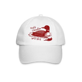 Stupid Canadian Wolf Bird Funny Loon Humor - Baseballkappe - Weiß/Weiß - Vorne