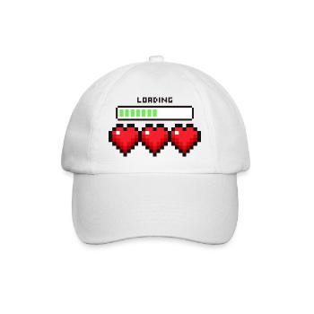 LOADING LIEBE, PIXEL HEARTS 100%! FÜR GAMER 1UP - Baseballkappe - Weiß/Weiß - Vorne