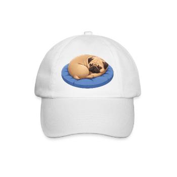 Carlin mignon Chien de dessins animés câlinant Reposant - Casquette classique - blanc/blanc - Devant