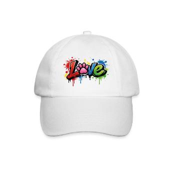 Love – Graffiti Style with Cat's Paw - Baseball Cap - white/white - Front